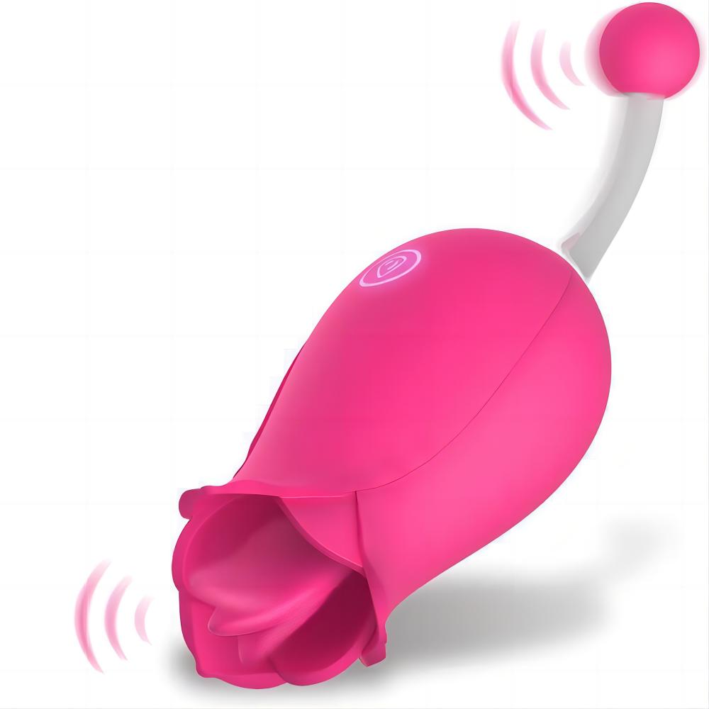 Vibrador rosa para lamer y punto G de alta frecuencia 2 en 1 