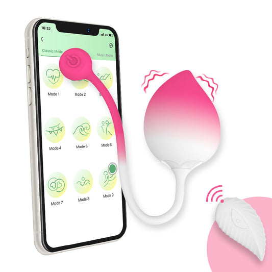 Vibrador de bragas con control remoto, aplicación portátil con forma de melocotón, 9 vibraciones 