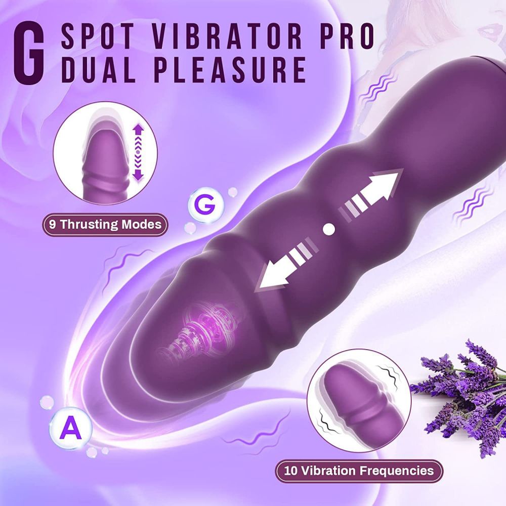 Vibrador de empuje 2 en 1 con 9 empujes y 10 vibraciones 