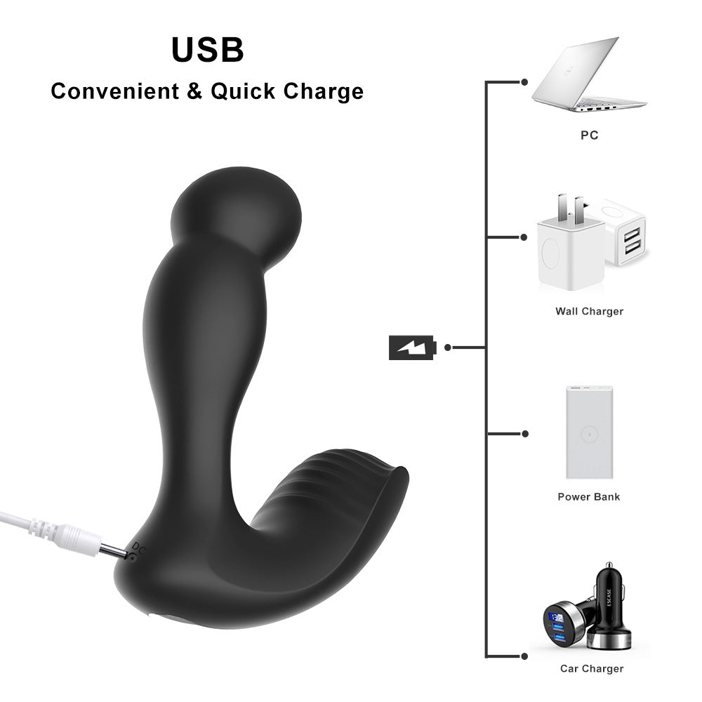 Anal Plug Masajeador de Próstata 3 en 1 con 5 Modos de Contoneo y 10 de Vibración 