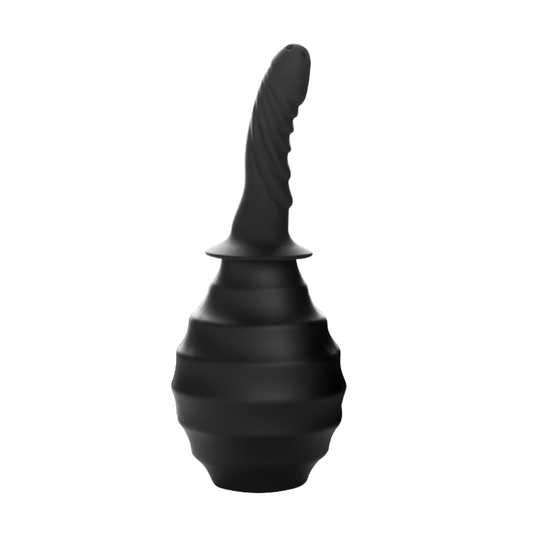 Bombilla de enema de ducha anal acanalada de silicona con punta curva 380ML 