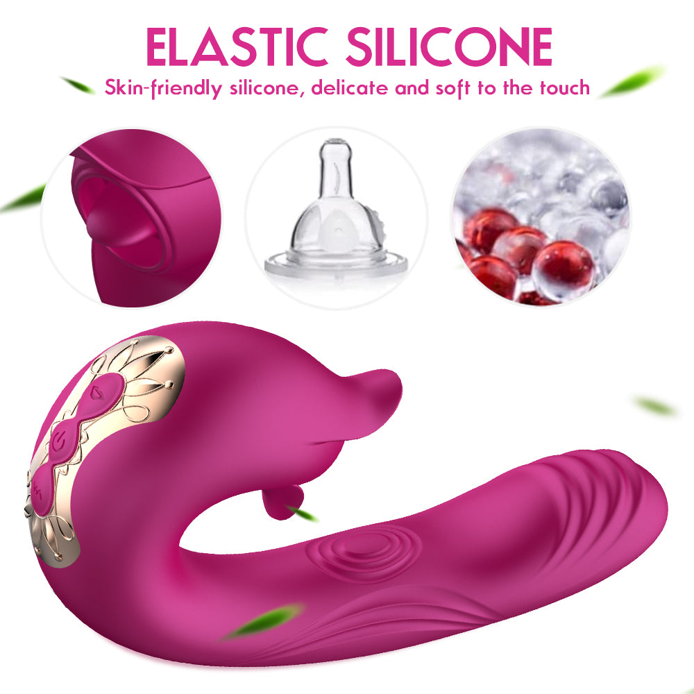 Vibrador para lamer la lengua 3 en 1 para mujer, juguete sexual de estimulación del clítoris 