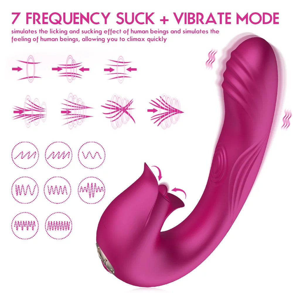 Vibrador para lamer la lengua 3 en 1 para mujer, juguete sexual de estimulación del clítoris 