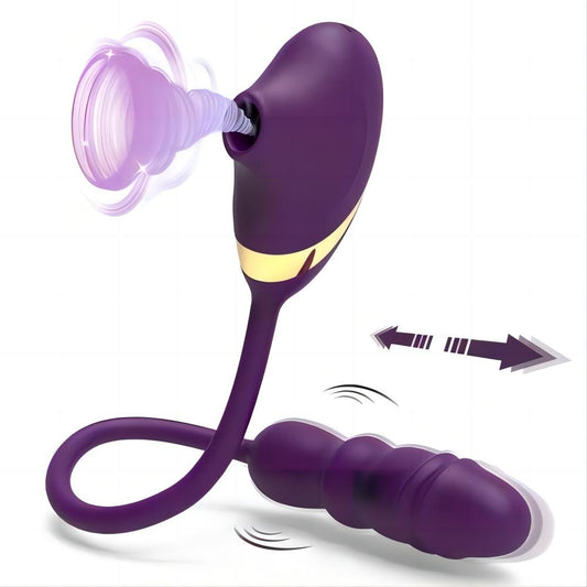 3 EN 1 Chupando Empuje Consolador Vibrador Clítoris Y Estimulación De La Vagina Juguete Sexual 