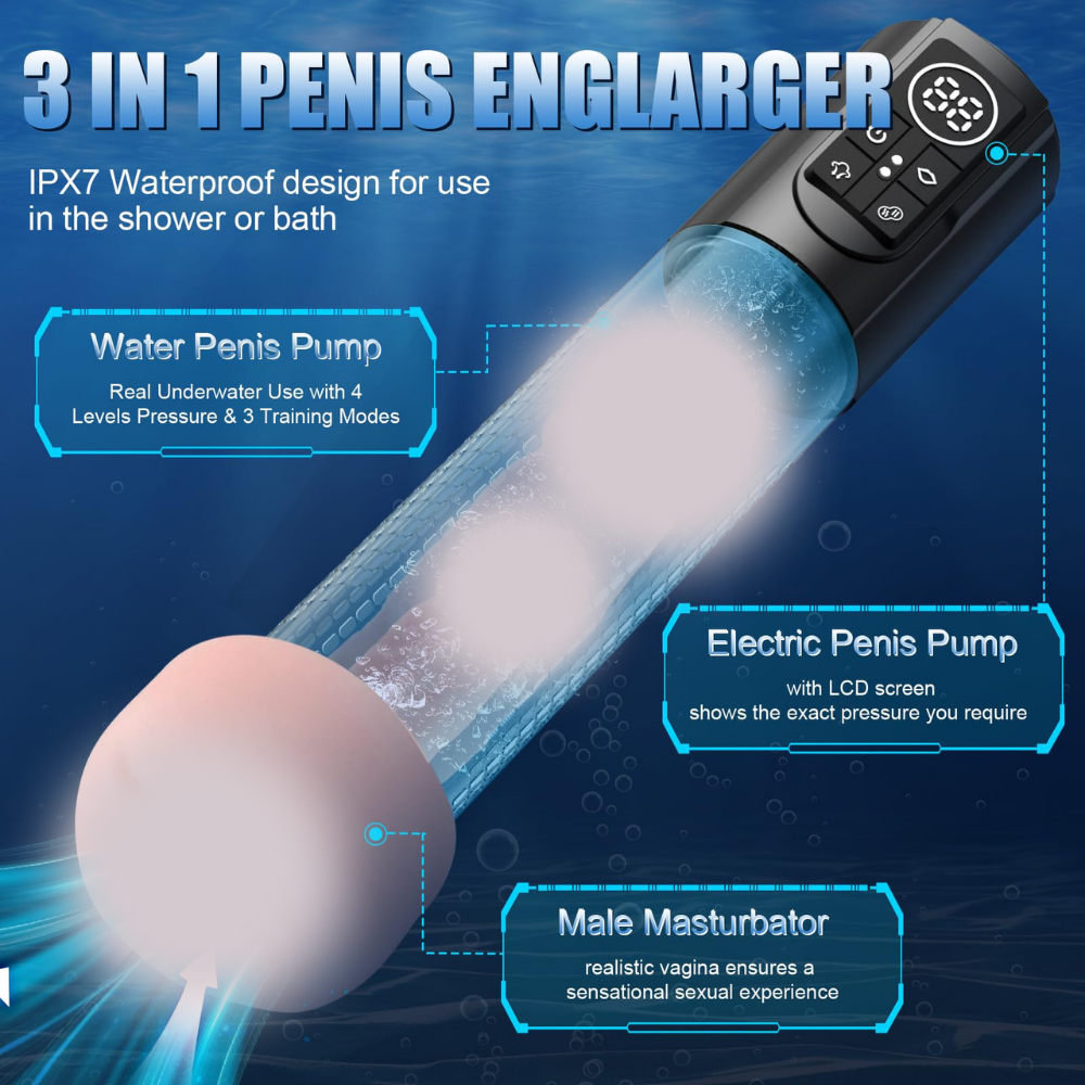 Sucking Penis Pump Male Erection Training Masturbator Penis Enlarge Adult Toys