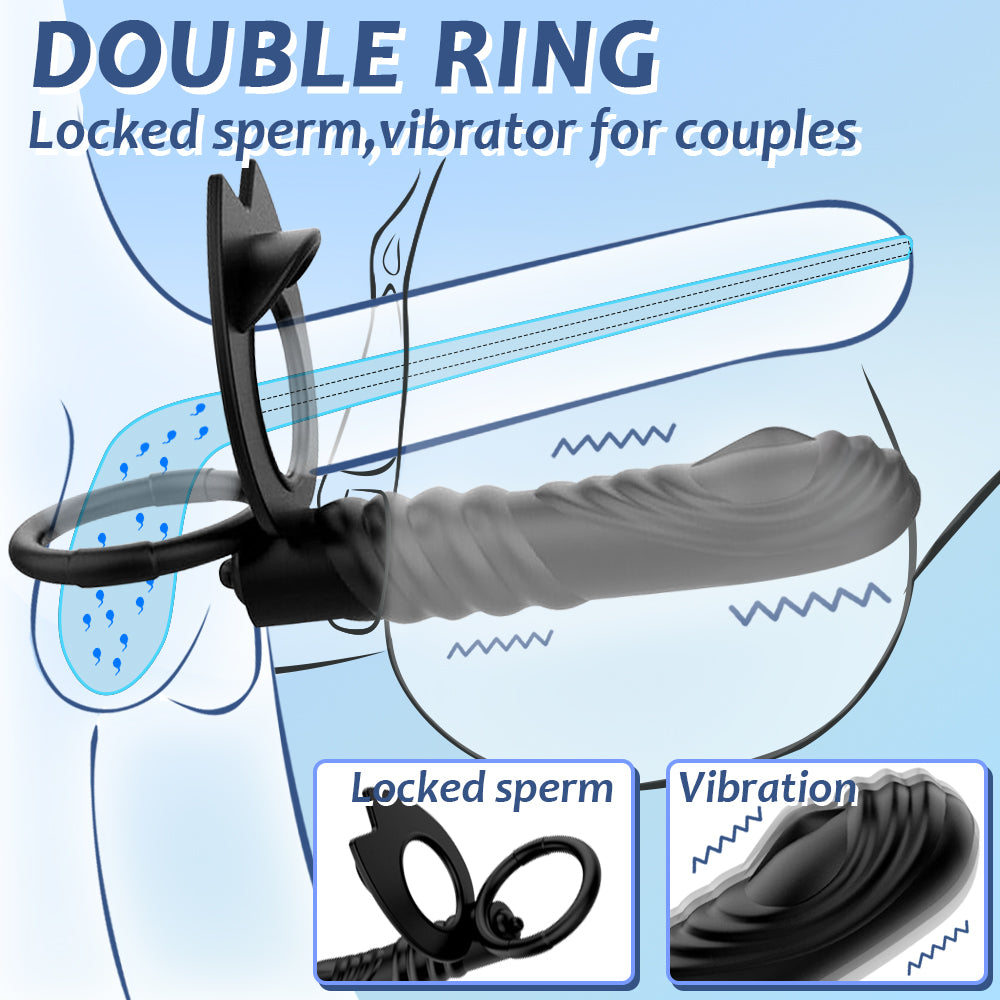 Strap-on Penis Vibrator Double Penetration Couple Vibrators Dildo Anal Plug with Cock Rings Adult Toys