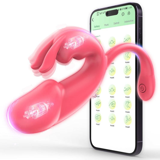 APP Control Conejo Vibrador Clítoris Anal Sex Toy 