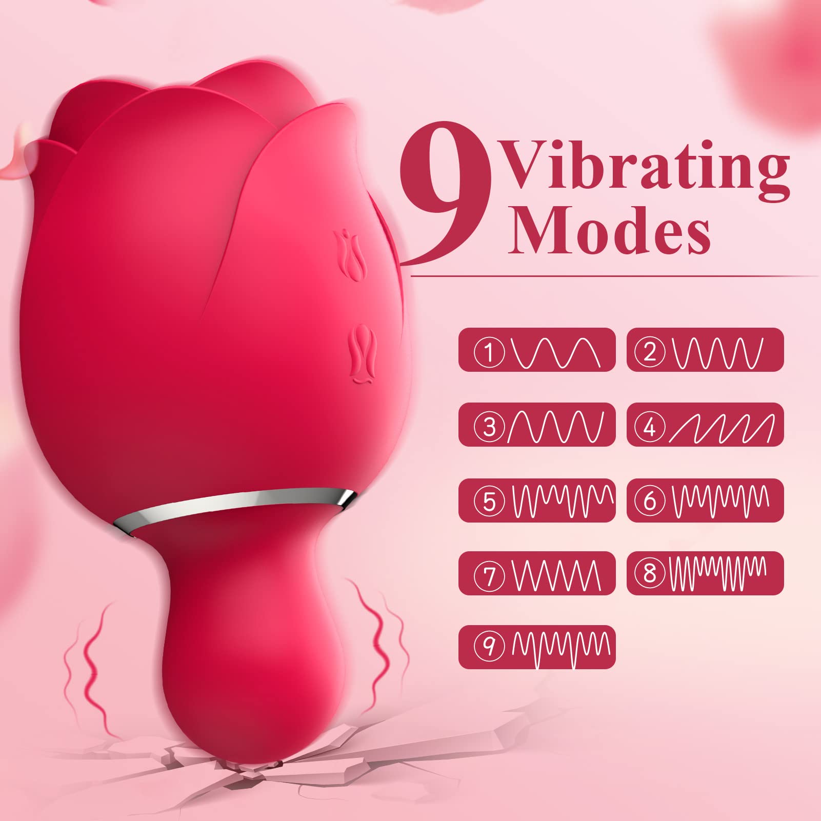 Vibrador rosa con 9 modos de vibración y 9 modos de aleteo, juguete sexual para mujeres 