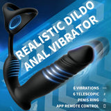 6 Masajeador de próstata masculino vibrante con aplicación Cock Ring y vibrador anal con control remoto 