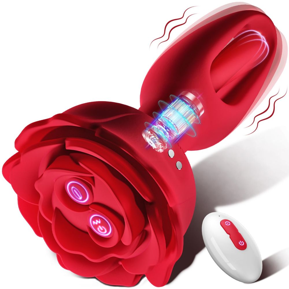 Rose Anal Vibrator Butt Plug Vibrating Flapping Remote Vibrators Adult Sex Toys