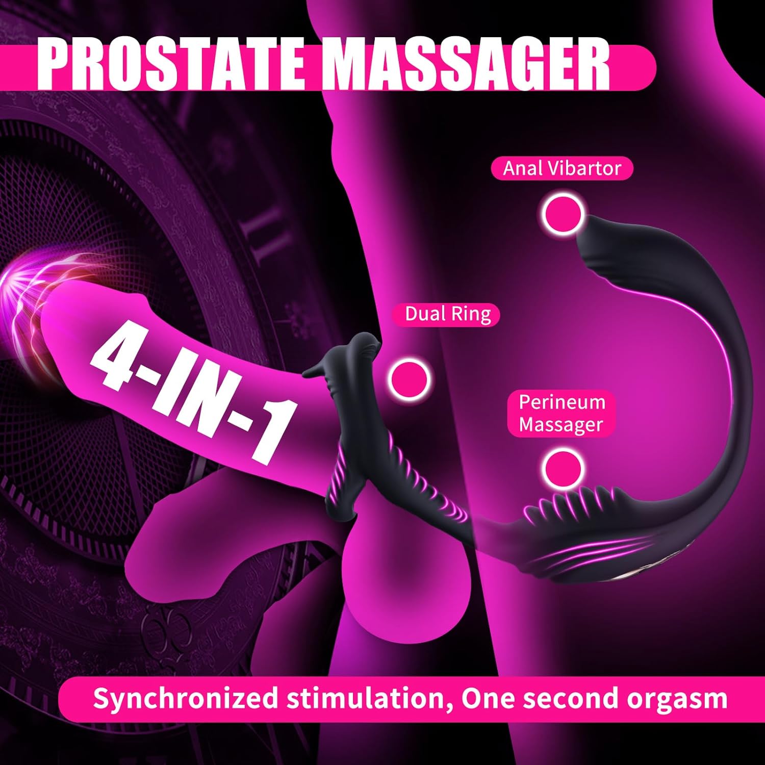 Male Prostate Massager Anal Vibrator with Penis Ring & Remote Controller Testicle Stimulator Sex Toys