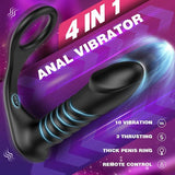 Fighter Moore - 10 vibraciones emocionantes 3 vibradores anales con anillo para el pene con control remoto de silicona de empuje 