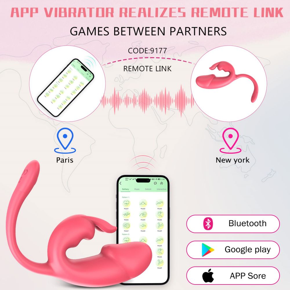 APP Control Conejo Vibrador Clítoris Anal Sex Toy 