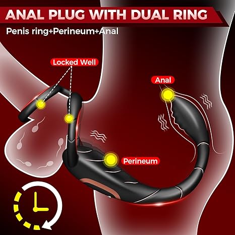 Cock Ring Prostate Massager Anal Vibrator with 9 Vibrating Modes Adult Anal Sex Toys