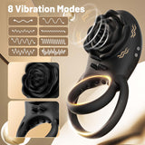 Rose Vibrating Cock Ring with 8 Vibration Penis Rings Clit Testicle Stimulation Adult Sex Toys