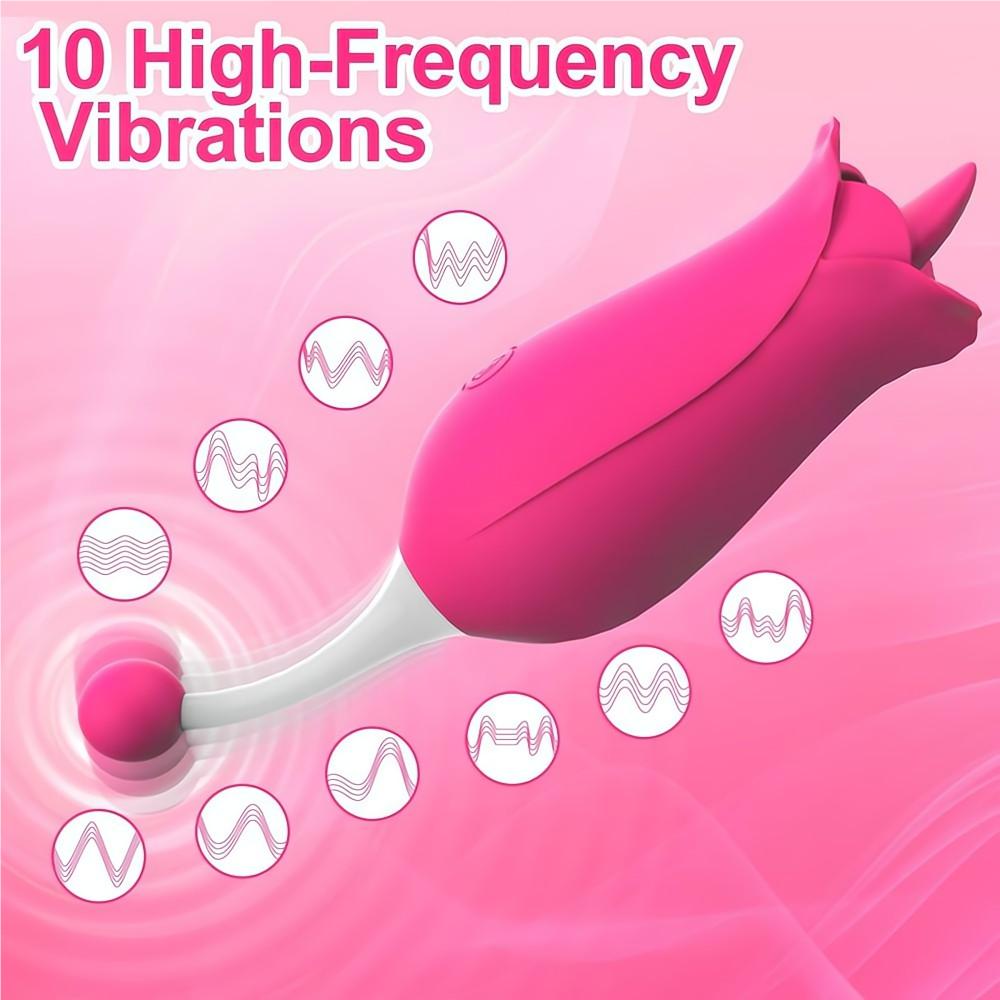 Vibrador rosa para lamer y punto G de alta frecuencia 2 en 1 