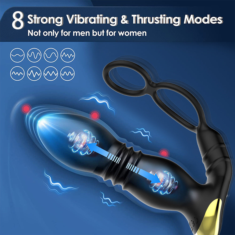 Male Prostate Massager | Thrusting Anal Vibrator Butt Plug with Dual Penis Ring APP Control Sex Toys