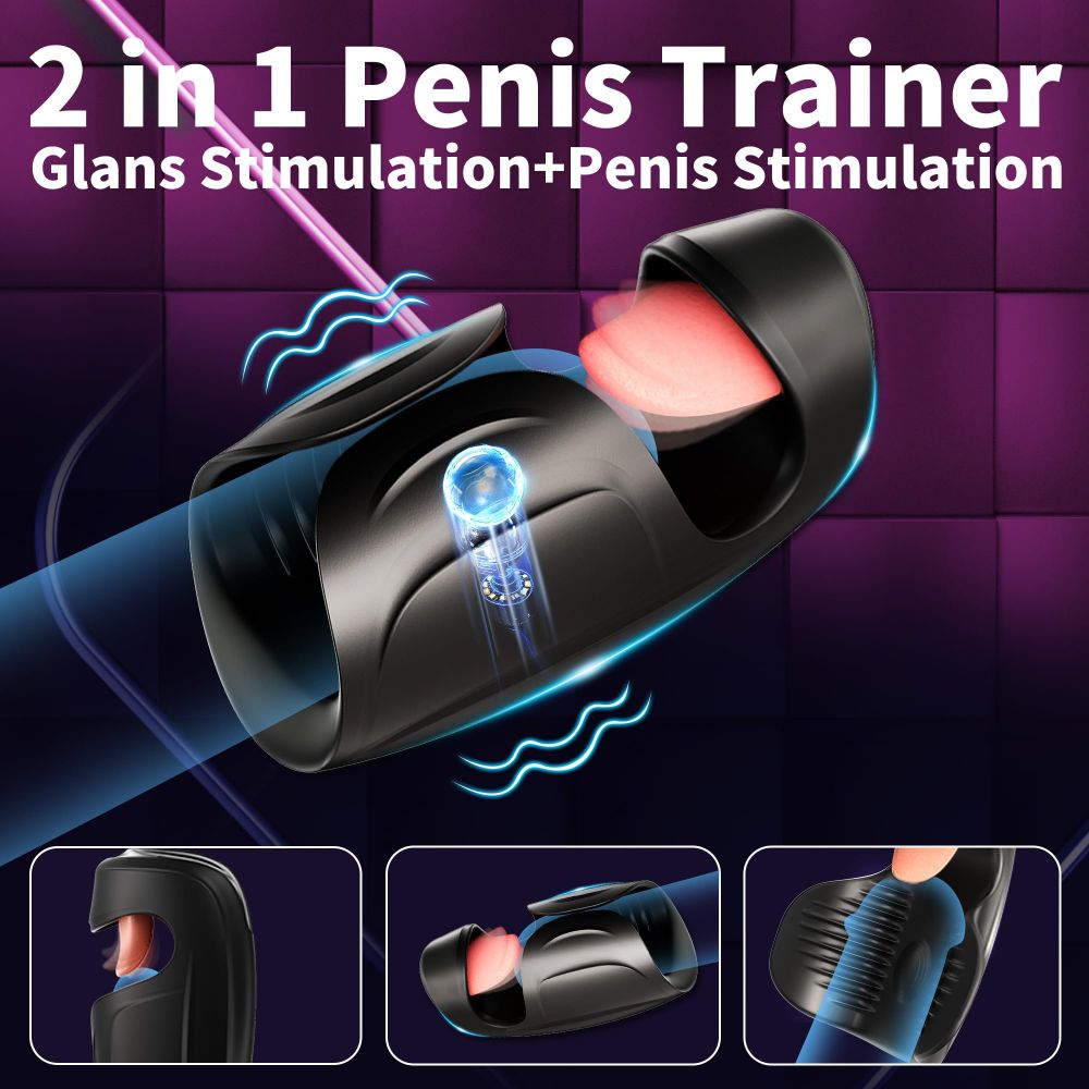 Penis Vibrator Explorer Adjustable Male Masturbator with Realistic Tongue-Licking Adult Toys