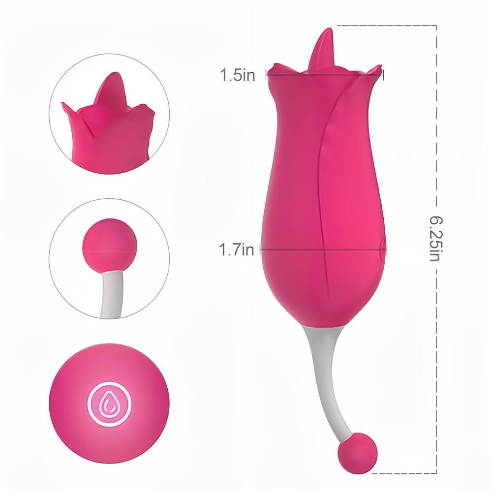 Vibrador rosa para lamer y punto G de alta frecuencia 2 en 1 