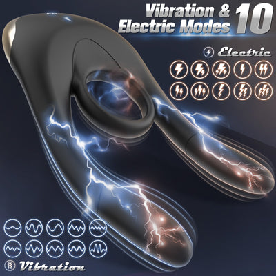 Electric Shock Penis Vibrator Vibrating Testicular Stimulator Cock Ring Adult Toys for Couple