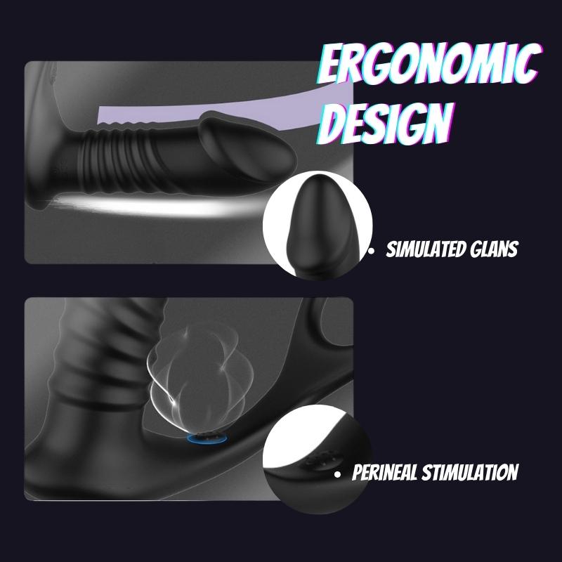 Fighter Moore - 10 vibraciones emocionantes 3 vibradores anales con anillo para el pene con control remoto de silicona de empuje 