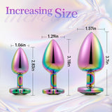 Laser Color Butt Plug with Diamond Base Anal Training Plugs 3 Pcs Set Adult Sex Toys