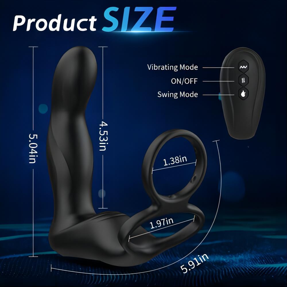 Masajeador de próstata vibratorio Wiggle 9 Swing tipo dedo con anillo doble para el pene 