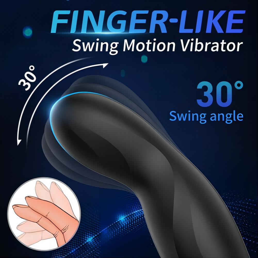 Masajeador de próstata vibratorio Wiggle 9 Swing tipo dedo con anillo doble para el pene 