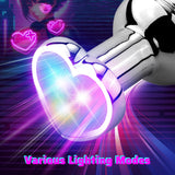 Vibrating Anal Plug APP & Remote Control Metal Butt Plugs Heart Light Up Sex Toys for Woman/Man