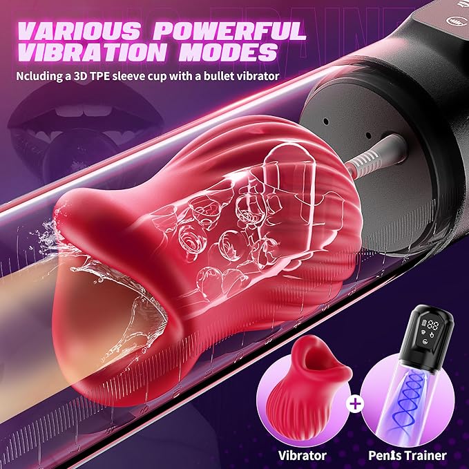 Male Penis Pump Vacuum Vibrating Masturbator Enlarge Pumps Adult Sex Toy for Men