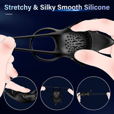 Penis Vibrator STARFISH Testicles Stimulator with Double Penis Rings Adult Sex Toy for Man