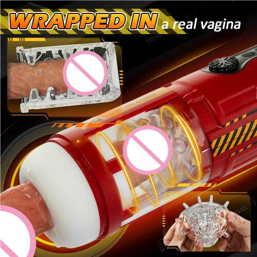 Male Masturbator with Window Stepless Adjusting 6 in 1 Thrusting Rotating Masturbation Cup Adult Sex Toy