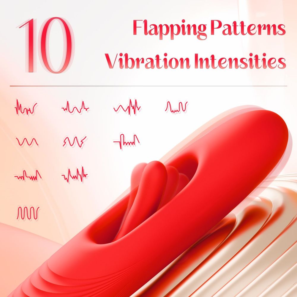 Vibrating Flapping Dildo Vibrator Female Oral Sex Toy with 10 Kissing Patterns Women Sex Toy Tongue-Licking Clitoral Stimulator