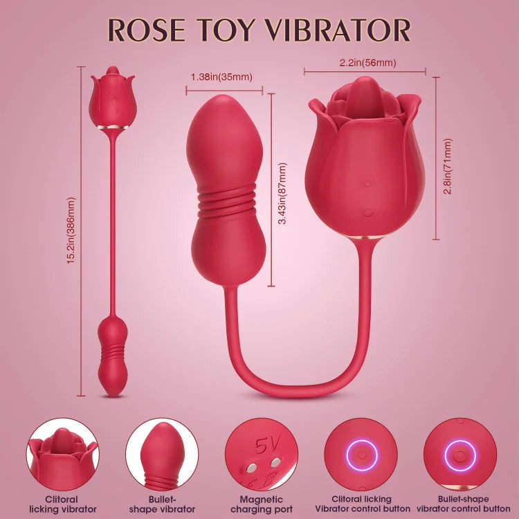 Juguete Rosa 3 en 1 - Vibrador para Mujer Pareja