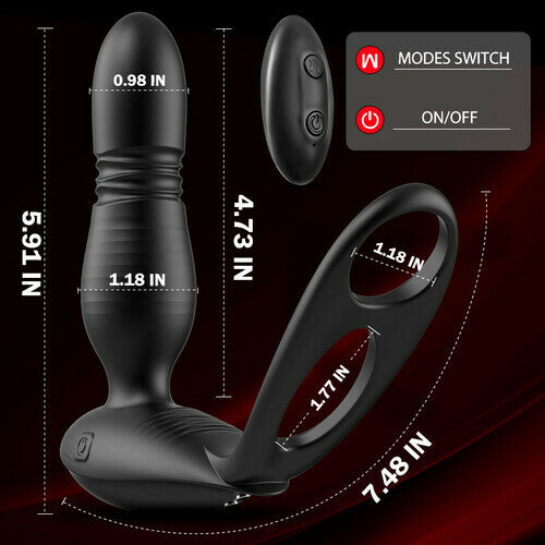 Alston Low Noise 10 Anillos de pene dobles de empuje y vibración Masajeador de próstata de silicona 