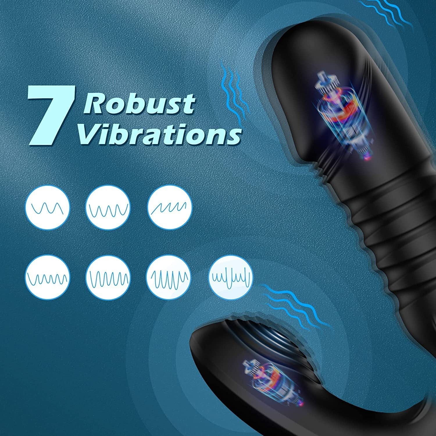 Fobono 7 Vibration 7 Thrusting App Control Vibrador anal Masaje de próstata 