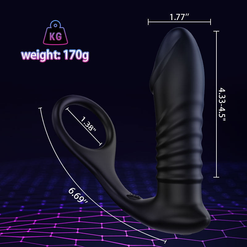 Fighter Moore - 10 vibraciones emocionantes 3 vibradores anales con anillo para el pene con control remoto de silicona de empuje 