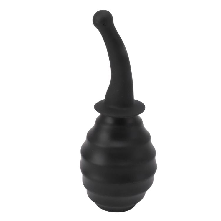 Bombilla de enema de ducha anal acanalada de silicona con punta curva 380ML 